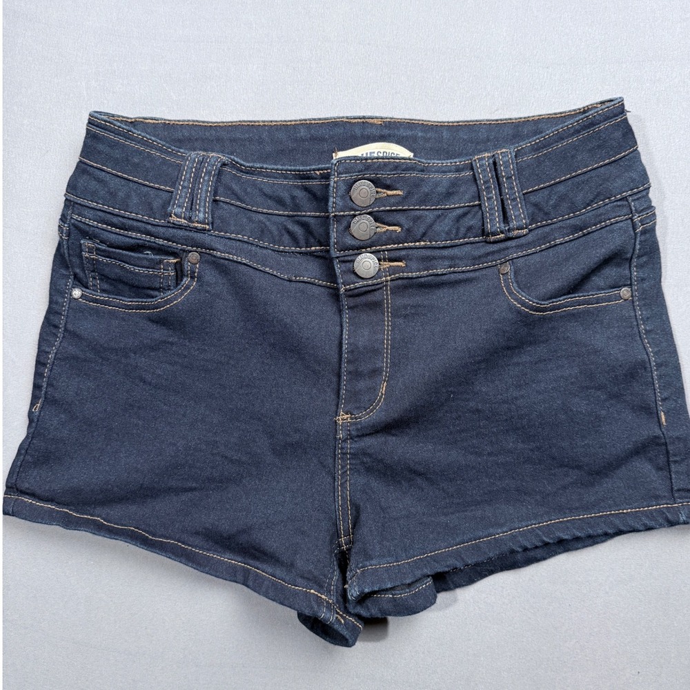 Blue Spice Denim Shorts Womens 11/12 Dark Wash Button Accent